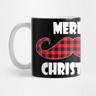 mustache red plaid buffalo christmas Mug